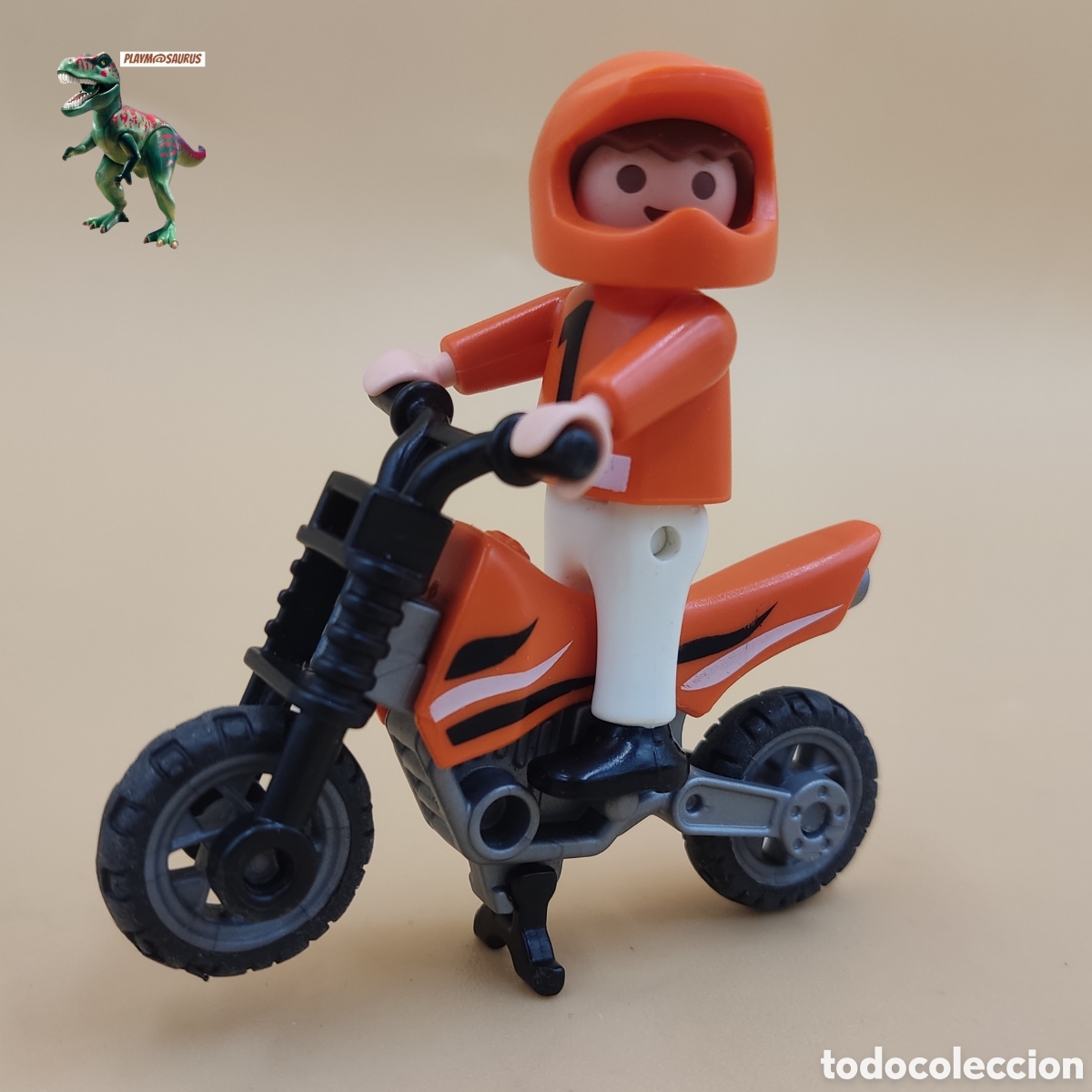 Playmobil: Playmobil ni&ntilde;o competicion motocross piloto infantil motorista moto campeon 4698