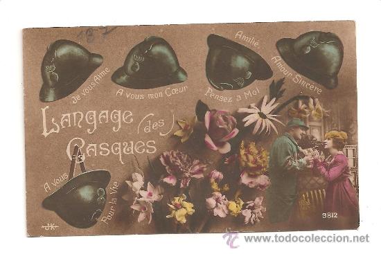 Postales: POSTAL militar CASCO ADRIAN ww1 - Foto 1