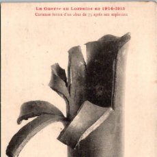 Postales: LA GUERRE EN LORRAINE EN 1914-1915 - CURIEUSE FORME D'UN OBUS DE 75 APRÉS SON EXPLOSION - 139X90MM