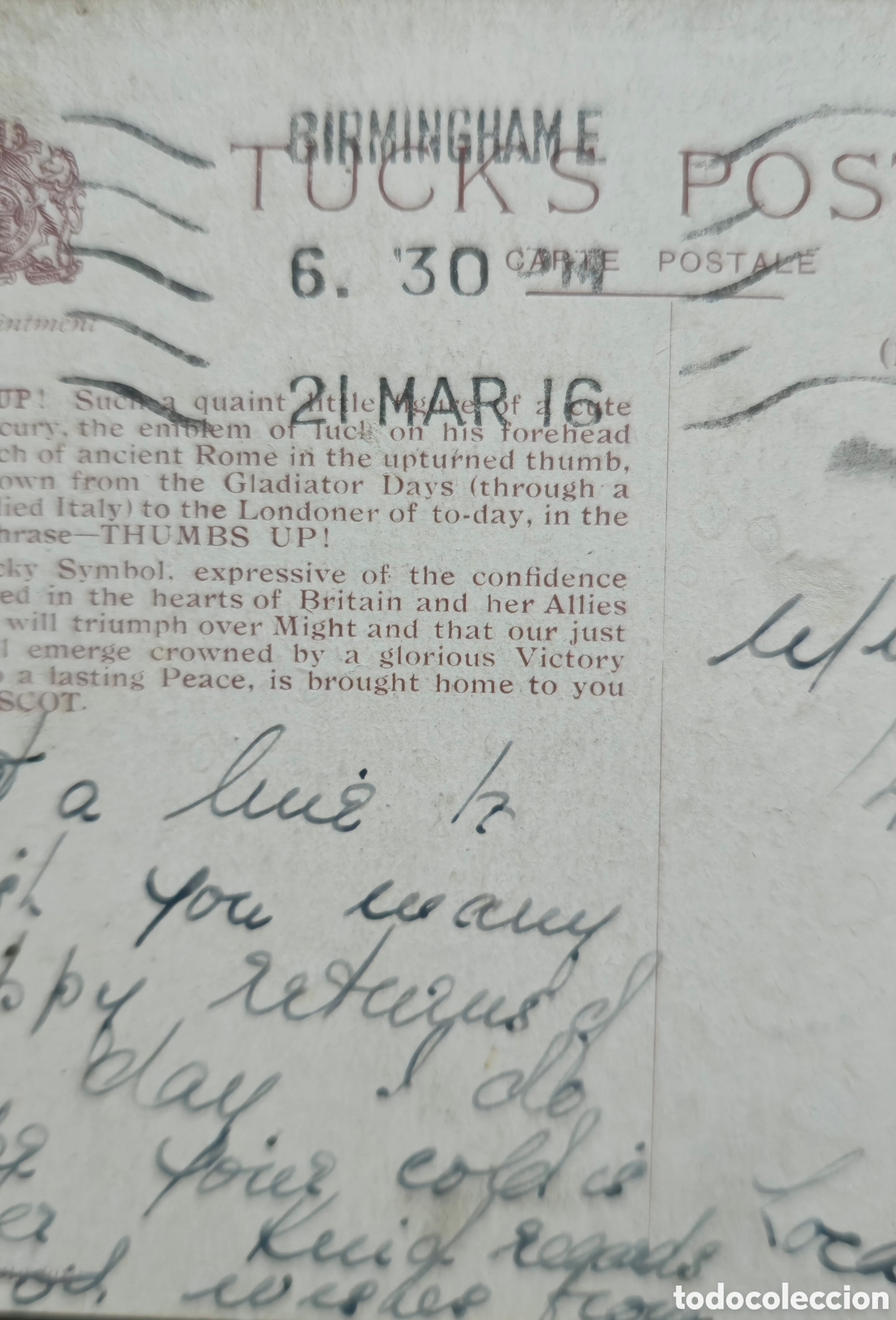 Postales: &rdquo; Fums Up&rdquo; WWI postal ilustrada - Foto 4