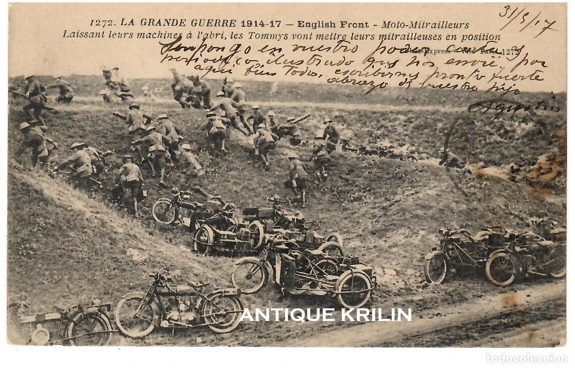Postales: LA GRAN GUERRE 1914-17 N&ordm; 1272 MOTO-MITRAILLEURS / FRANQUEADA