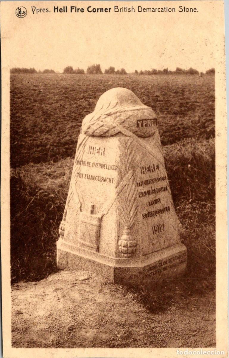 Postales: Ypres (B&eacute;lgica) - Hell Fire Corner - British Demarcation Stone - 139x87mm