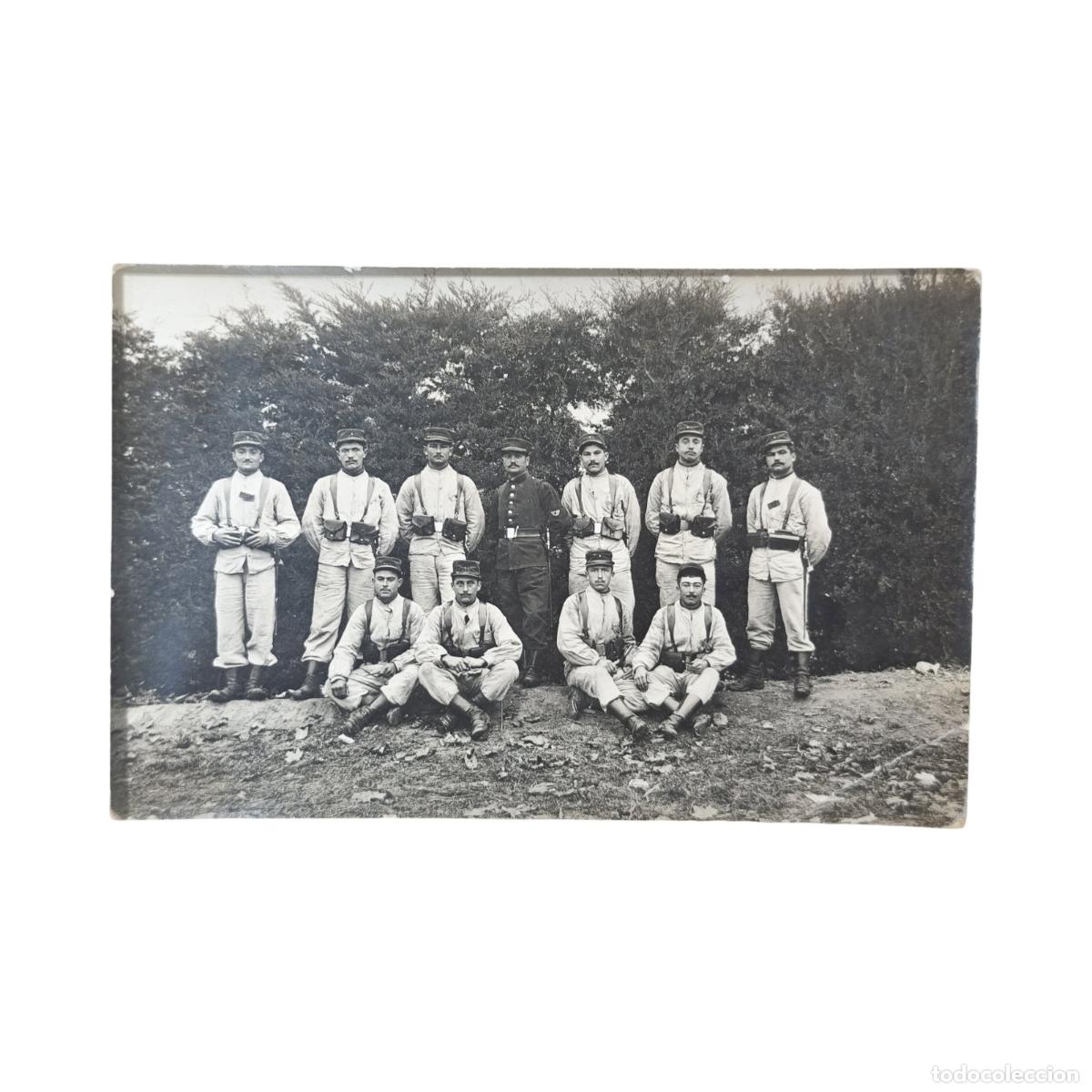 Postales: Postal Foto Militar Antigua - Grupo de Soldados Franceses en Uniforme de Instrucci&oacute;n / Trabajo con O