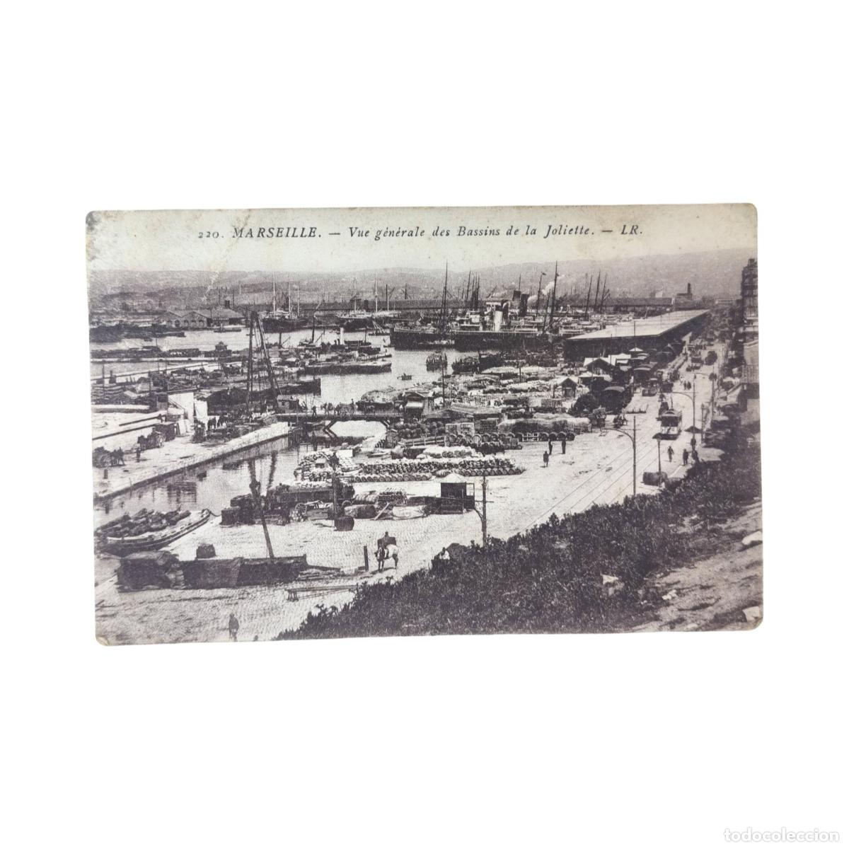 Postales: Postal Antigua Marsella 1914 - Vista General de los Diques de La Joliette - Carta de Guerra de Solda