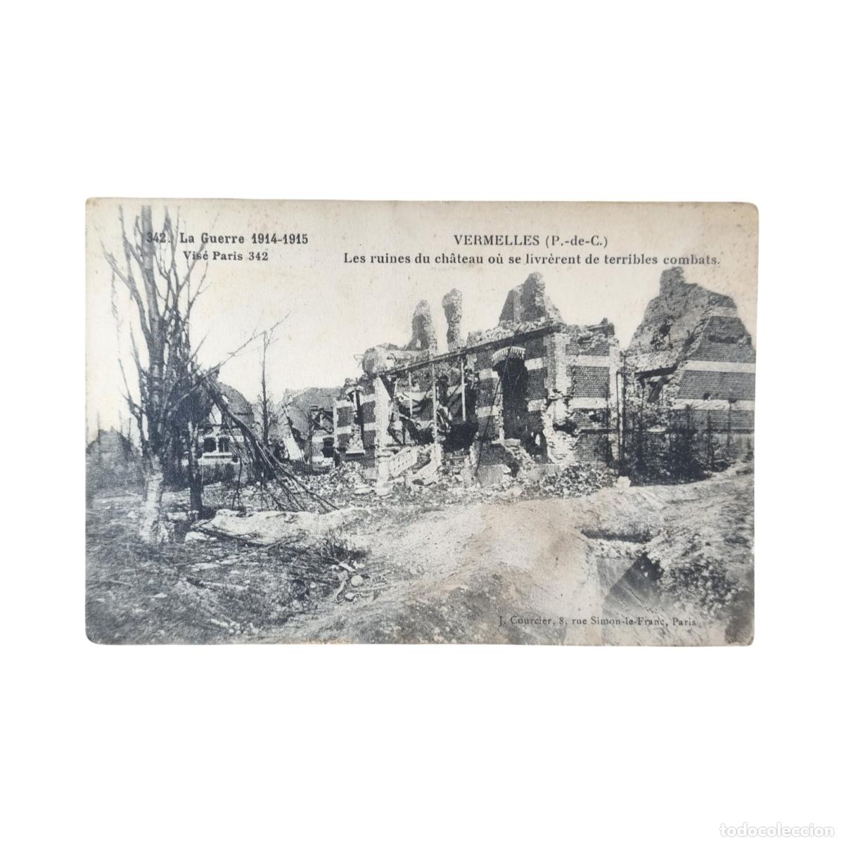 Postal Antigua 1915 Vermelles Pas-de-Calais Ruinas Castillo Primera Guerra Mu...
