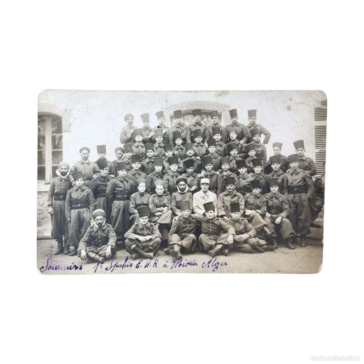 Postal Fotográfica Antigua Tropa 1er Spahis E.H.R. Médéa Argelia - Dedicada K...
