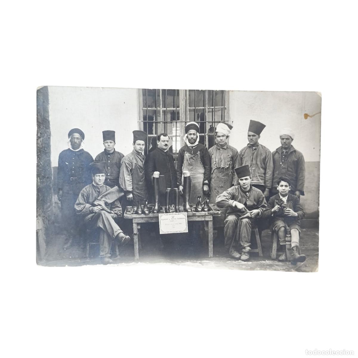 Postal Fotográfica Antigua Taller Zapatería Militar Spahis Médéa 1926 - Photo...