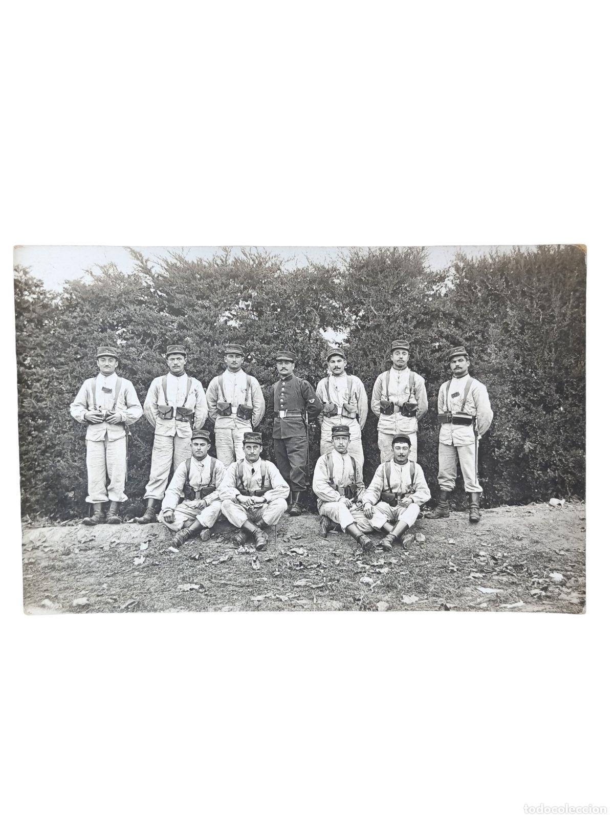 Fotografía Antigua Militares Franceses Uniforme de Campaña Mando 14x9 cm