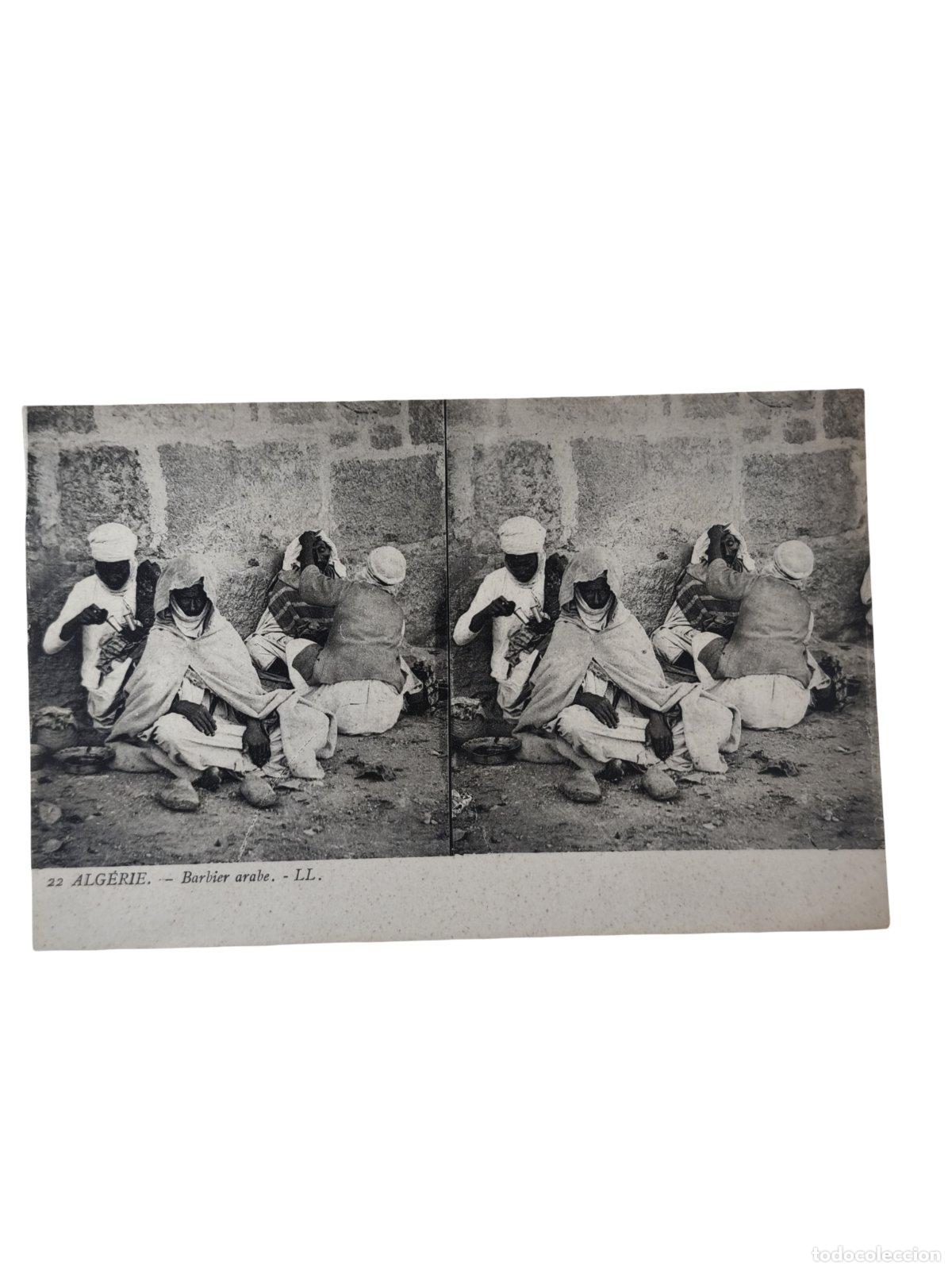 Postal Antigua Estereoscópica Argelia Barbero Árabe Lévy Lévy Fils LL Etnogra...