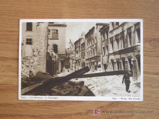 Postales: POSTAL DE RIGA EN RUINAS A&Ntilde;OS 40 - Foto 1