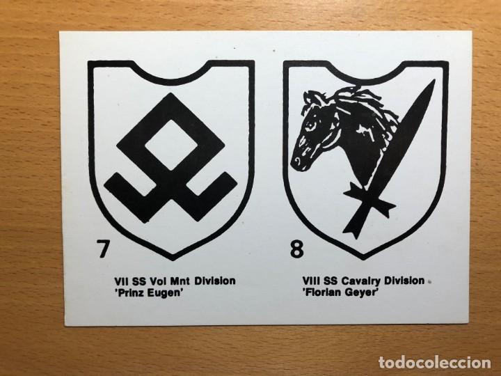 Postales: Postal con emblemas Division n. 7  Prinz Eugen y n. 8 Florian Geyer , de las S.S.