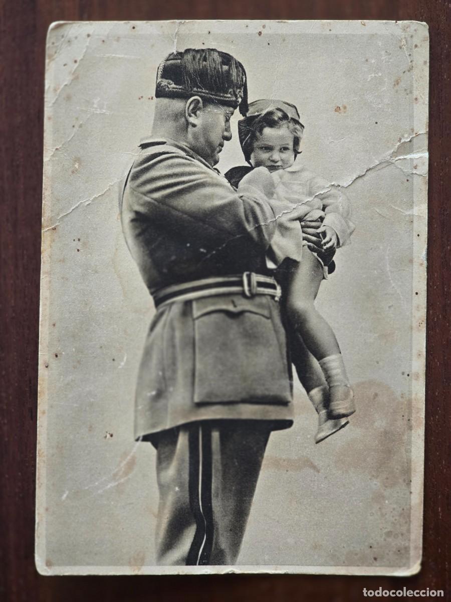 Postales: Tarjeta Postal Mussolini con Ni&ntilde;a - Foto 1