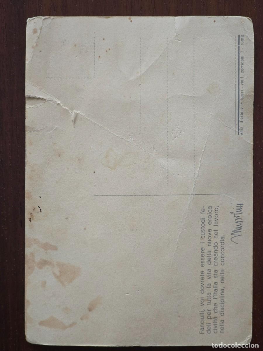 Postales: Tarjeta Postal Mussolini con Ni&ntilde;a - Foto 2