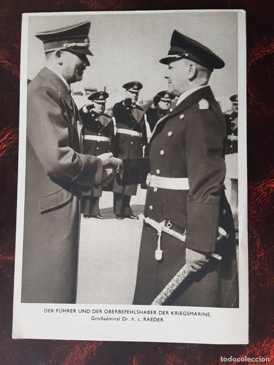 Postales: Adolf Hitler con el ministro de Guerra de Marina, postal alemana