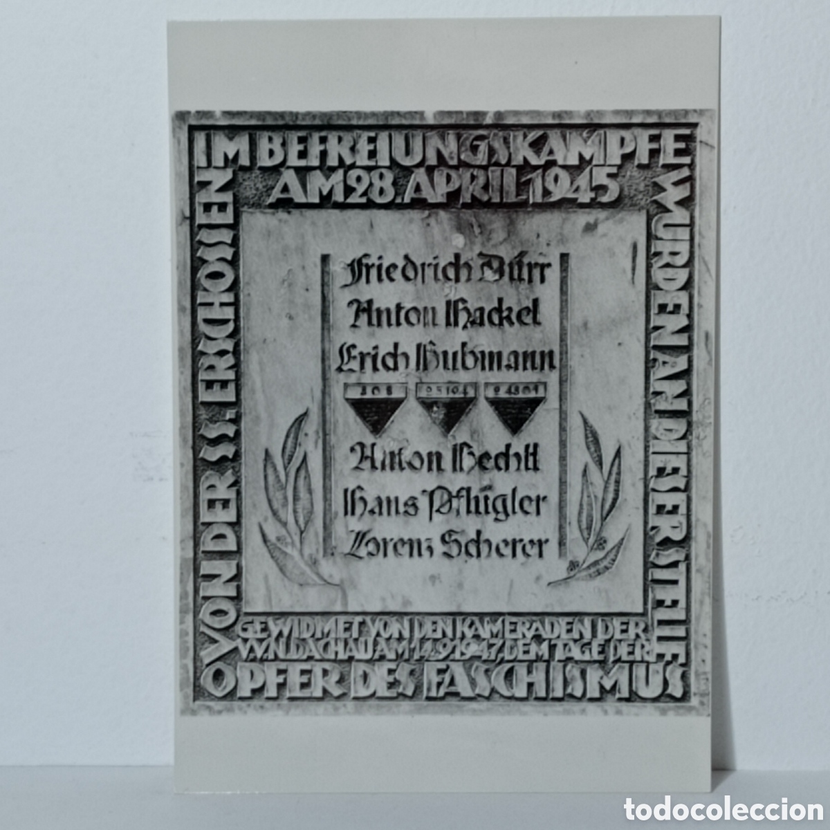 Postkarten: PLACA CONMEMORATIVA DEL LEVANTAMIENTO DE DACHAU (ALEMANIA)