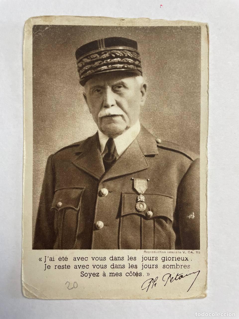 Postales: France Portrait Mar&eacute;chal Philippe P&eacute;tain Uniforme Seconde Guerre *YAG593