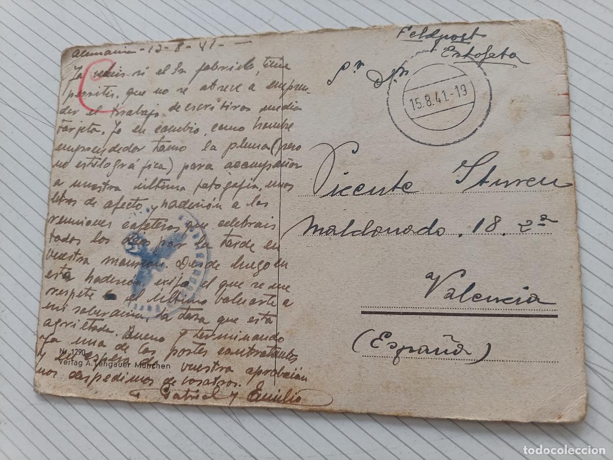Postales: Postal divisionario. Divisi&oacute;n azul Alemania a Valencia Feldpost, 1941