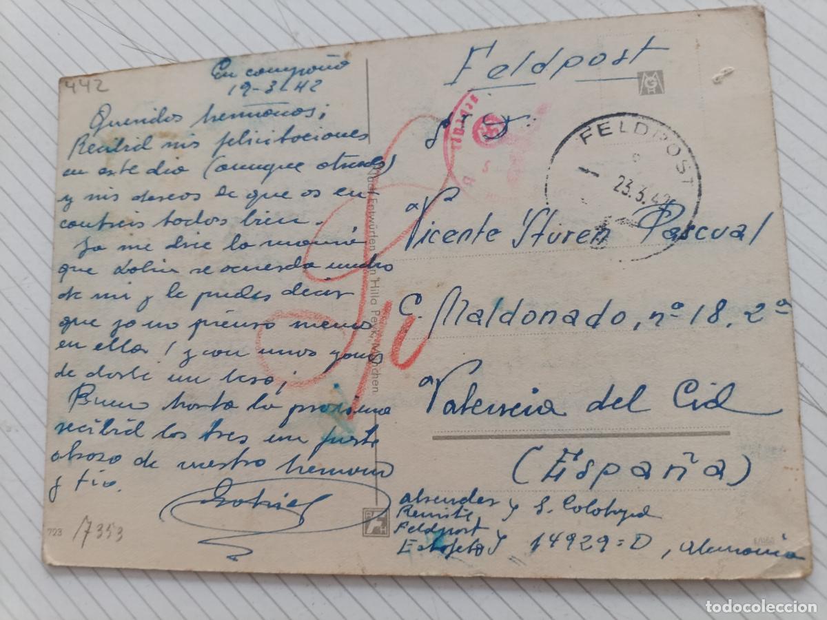 Postales: Postal divisionario. Divisi&oacute;n azul Rusia 1942 a Valencia Feldpost