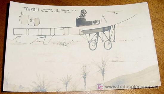 Cartes Postales: ANTIGUA POSTAL DE TRIPOLI - OFICIAL ESPORANDO EN CAMPO ENEMIGO - CIRCULADA..