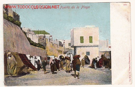 Postales: MARRUECOS.- T&aacute;nger - La Teneria - Puerta de la Playa 1912