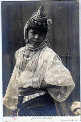 Postkarten: Mujer del norte de Africa. Mora. n&ordm; 165. Colecci&oacute;n ND. Fotogr&aacute;fica. Reverso sin dividir.