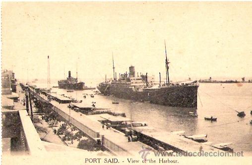 Postcards: TARJETA POSTAL . EGIPTO. PORT SAID. VIEW OF THE HARBOUR.VITTA & CIE.