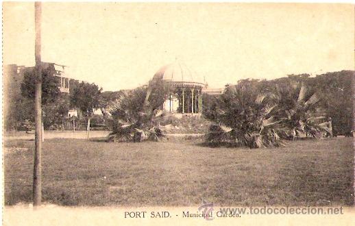 Postcards: TARJETA POSTAL . EGIPTO. PORT SAID. MUNICIPAL GARDEN. VITTA & CIE.