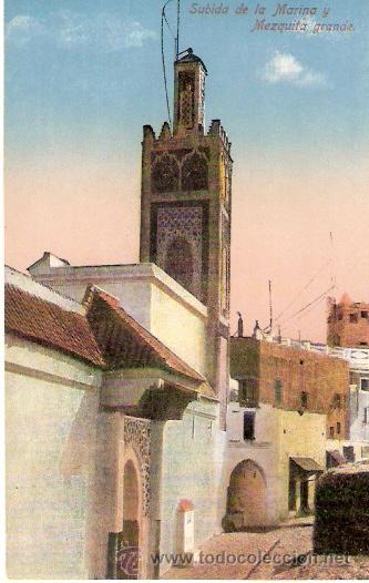 Postkarten: TARJETA POSTAL. MARRUECOS. TANGER. SUBIDA DE LA MARINA Y MEZQUITA GRANDE. ED.BENZAQUEN & CO.