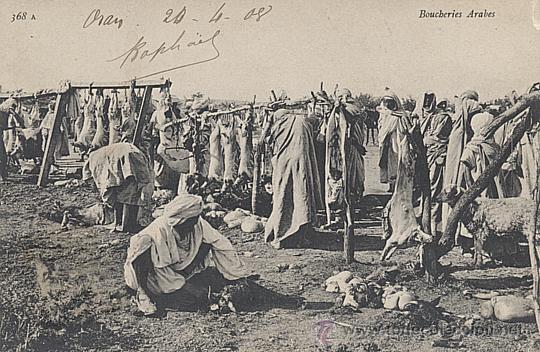 Cartes Postales: X9548 ALGERIA CARNECERIAS MORAS AL AIRE LIBRE
