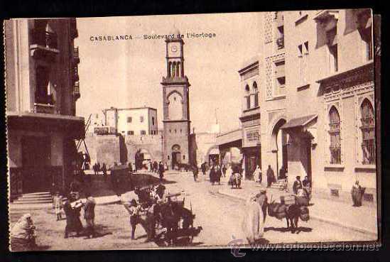 Postais: Casablanca- Boulevard de l'Horloge. Circulada 1922