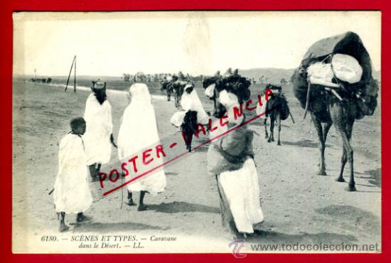 Postkarten: POSTAL MARRUECOS, SCENES ET TYPES, CARAVANE DANS LE DESERT,   P72625