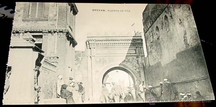 Cartoline: ANTIGUA POSTAL DE MARRUECOS - TETUAN PUERTA DE FEZ -  SIN CIRCULAR - ED.HAUSER Y MENET.