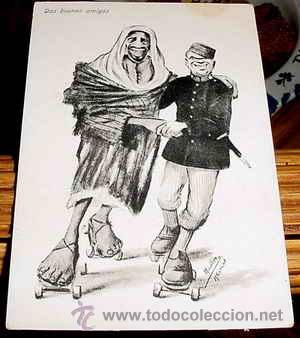 Postais: ANTIGUA POSTAL MARRUECOS - DOS BUENOS AMIGOS - NO CIRCULADA - ESCRITA - ED. BOIX HERMANOS.