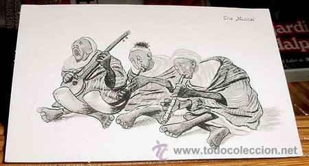 Postais: ANTIGUA POSTAL MARRUECOS - TRIO MUSICAL - NO CIRCULADA - ESCRITA - ED. BOIX HERMANOS.