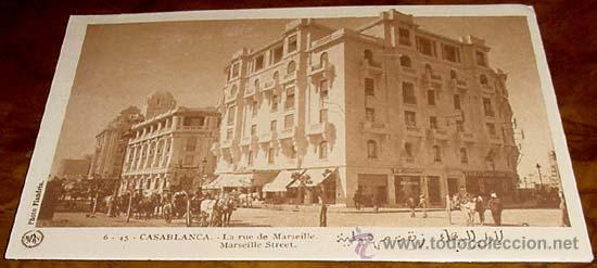 Cartes Postales: ANTIGUA POSTAL MARRUECOS - CASABALANCA LA CALLE DE MARSEILLE - NO CIRCULADA - ED. PHOTO FLANDRIN.