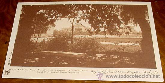 Cartes Postales: ANTIGUA POSTAL MARRUECOS - CASABALANCA MONUMENTO AL GENERAL DRUDE - NO CIRCULADA - ED. PHOTO FLANDRI