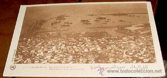 Cartes Postales: ANTIGUA POSTAL MARRUECOS - CASABALANCA EL PUERTO DESDE UN AVION - NO CIRCULADA - ED. PHOTO FLANDRIN.
