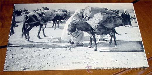 Cartes Postales: ANTIGUA POSTAL DE TETUAN - EN EL ZOCO - NO CIRCULADA - DIVIDIDA - HAUSER Y MENET