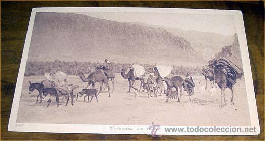 Cartoline: ANTIGUA POSTAL DE MARRUECOS - CARAVANNE EN ROUTE - SIN CIRCULAR - DIVIDIDA - EDITEURS L&amp;L