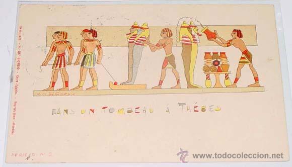 Cartoline: ANTIGUA POSTAL DE EGIPTO - UNA TUMBA A THEBESS - CIRCULADA - SIN DIVIDIR.