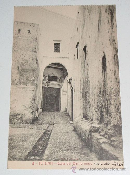 Cartoline: ANTIGUA POSTAL DE TETUAN - CALLE DEL BARRIO MORO - SIN CIRCULAR - ED. CORDOBA Y VIALA.