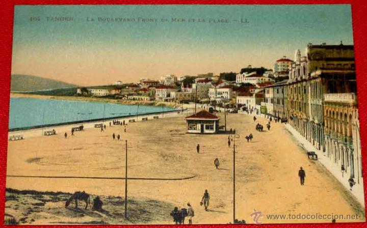 Cartoline: ANTIGUA POSTAL DE MARRUECOS - TANGER LA PLAYA - N. 104 - NO CIRCULADA.