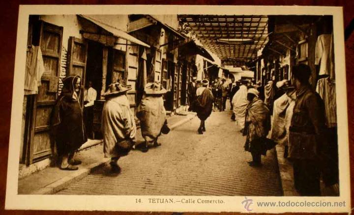 Cartes Postales: ANTIGUA POSTAL DE TETUAN (MARRUECOS) CALLE COMERCIO - L. ROISIN - SIN CIRCULAR