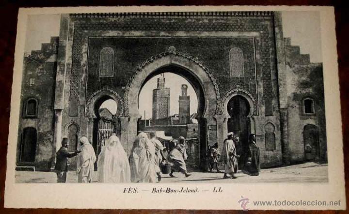 Cartes Postales: ANTIGUA POSTAL DE FES (MARRUECOS) BAB-BOU-JELOUD - LL - EDITADAS ESPECIALMENTE PARA EL HOTEL TRANSAT