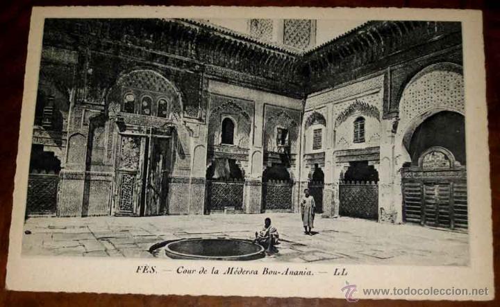 Cartes Postales: ANTIGUA POSTAL DE FES (MARRUECOS) COUR DE LA MEDERSA BOU Anania - LL - EDITADAS ESPECIALMENTE PARA E