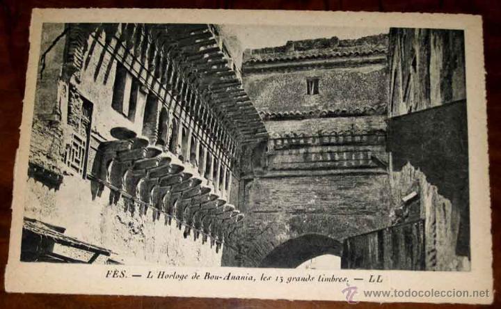 Cartes Postales: ANTIGUA POSTAL DE FES (MARRUECOS) reloj de Bou Anania les 13 grands timbres - LL - EDITADAS ESPECIAL
