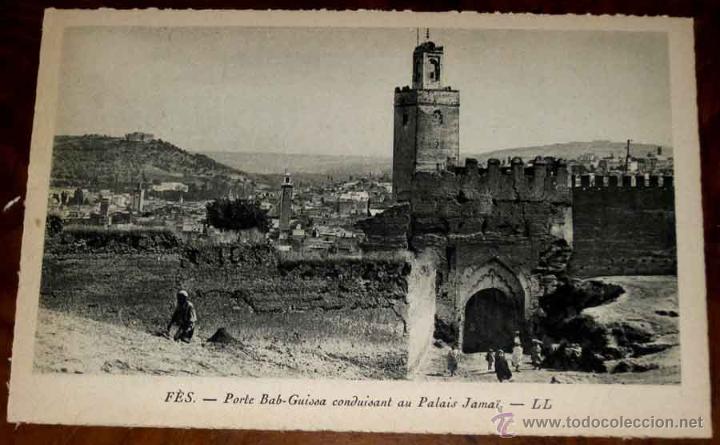 Postais: ANTIGUA POSTAL DE FES (MARRUECOS) PORT BAB GUISSA CONDUISANT AU PALAIS JAMAI - LL - EDITADAS ESPECIA