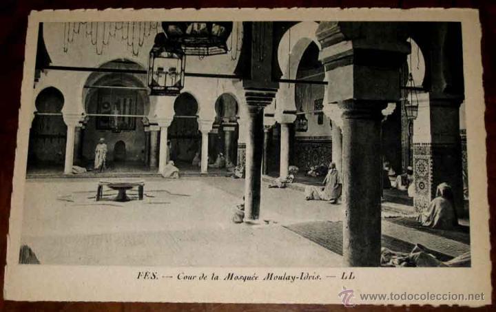 Postais: ANTIGUA POSTAL DE FES (MARRUECOS) COUR DE LA MOSQUE MOULAY IDRIS - LL - EDITADAS ESPECIALMENTE PARA