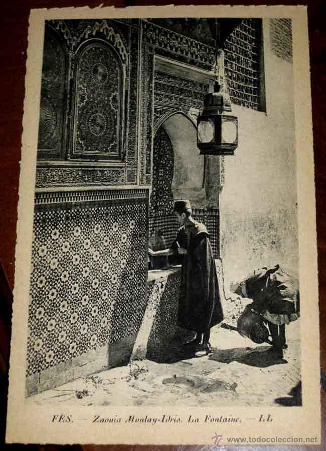 Postais: ANTIGUA POSTAL DE FES (MARRUECOS) ZAOUIA MOULAY IDRIS, LA FONTAINE - LL - EDITADAS ESPECIALMENTE PAR