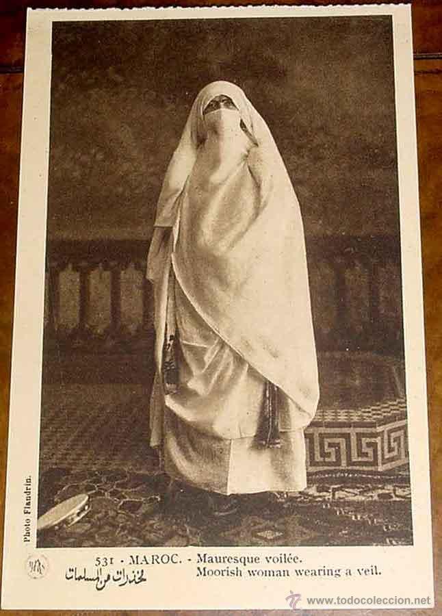 Postais: ANTIGUA POSTAL DE MARRUECOS - MAURESQUE VOILEE - PAR M. FLANDRIN - SCENES TYPES DU MAROC - NOT CIRCU